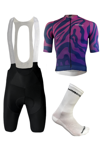 Strój kolarski damski full kit fiolet biały