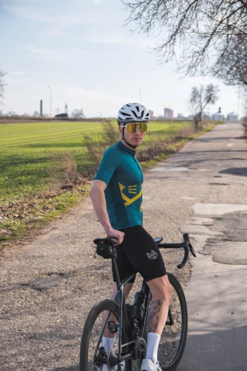 Koszulka rowerowa męska butelkowa zieleń