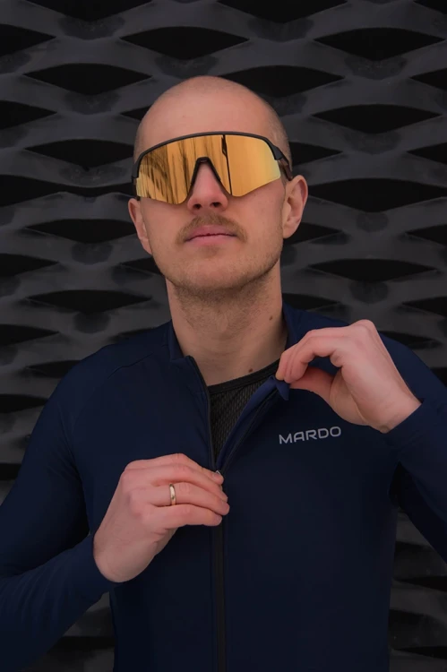 Bluza rowerowa męska granatowa - zamek