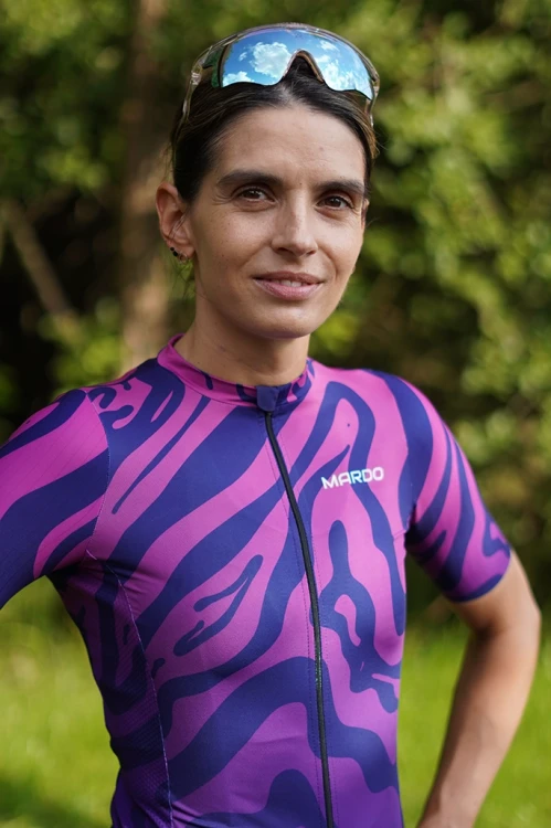 Koszulka rowerowa damska fioletowa air violet  - oddychający materiał