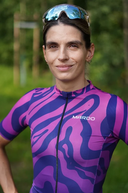Koszulka rowerowa damska fioletowa air violet  - zamek