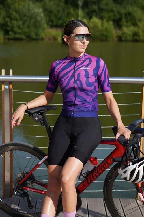 Koszulka rowerowa damska fioletowa air violet
