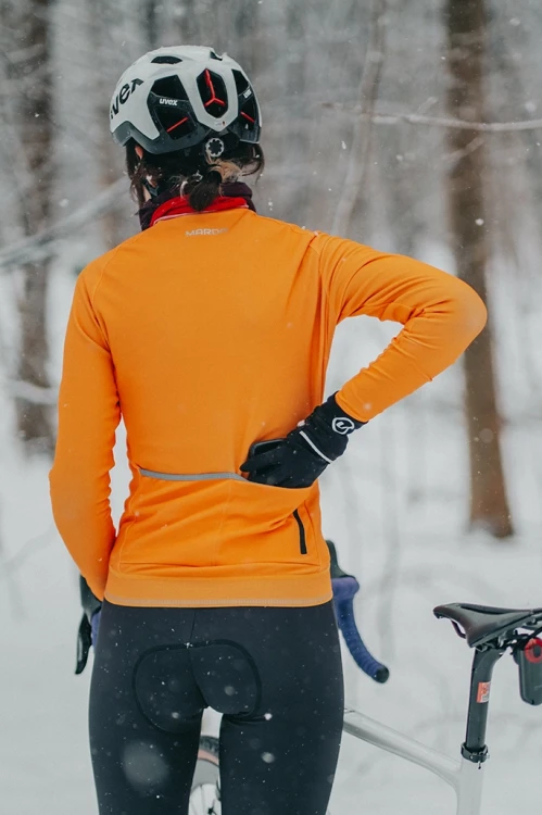 Bluza rowerowa damska hiszpańska pomarańcza - kieszenie
