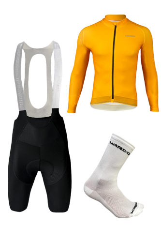 Strój kolarski męski full kit pomarańczowy i biały